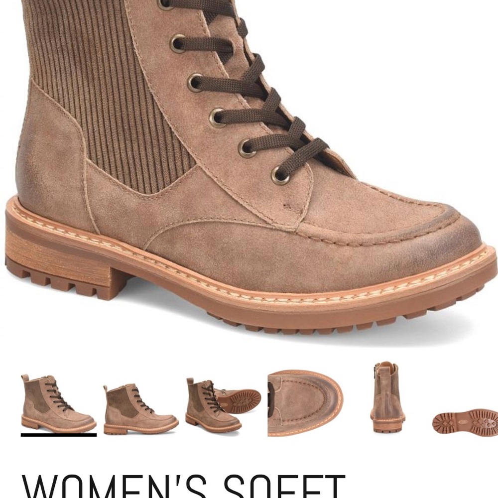 Sofft Tan Lace Up Boots with Moc-Toe Design